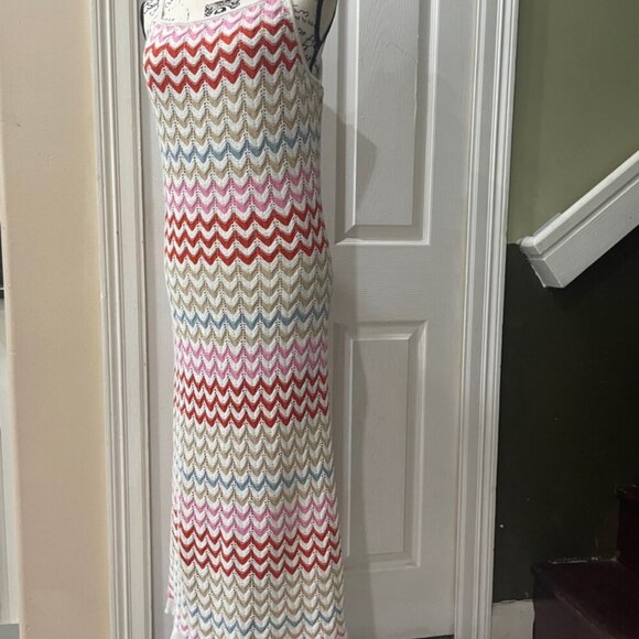 RACHEL & ZOE MAXI DRESS CROCHET KNITTED BODYCON MULTICOLOR Sz M CUTE GOTH PREPPY - Picture 16 of 16